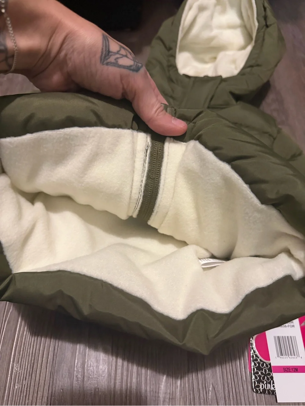 Pink Platinum Olive Hooded Puffer Coat- 12 month- nwt